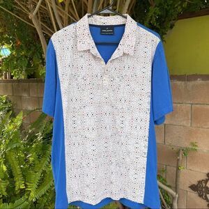 DANIEL Hechter Abstract Geo-Art Blue Polo Shirt XL